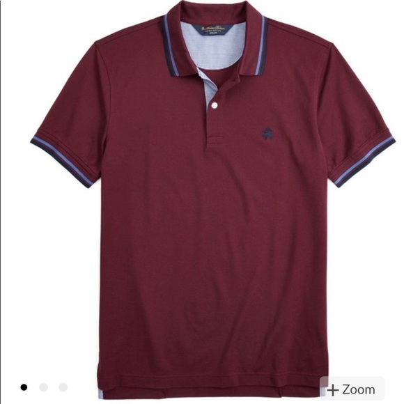 Brooks Brothers Red Slim Fit Pique Jacquard Polo T-Shirt - Picture 1 of 4